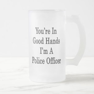 Taza De Cristal Esmerilado Usted está en buenas manos que soy oficial de