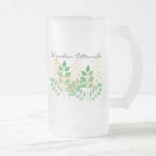 Taza De Cristal Esmerilado Utensilios de madera bruja