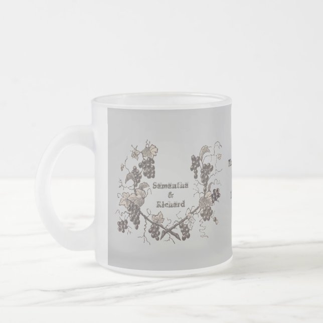 Taza De Cristal Esmerilado Uvas de época boda Vines Celebración Elegante (Izquierda)