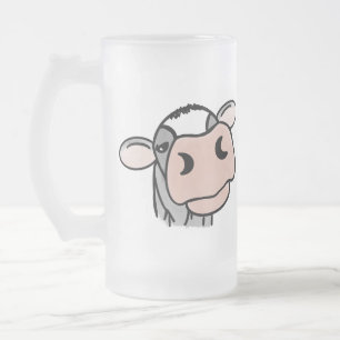 Taza De Cristal Esmerilado vaca de dibujos animados negro blanco rosa beso gr