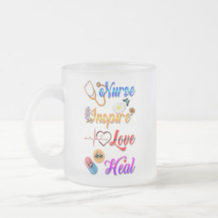 Taza De Cristal Esmerilado Vajilla para enfermeras Inspira Amor Sana Med Tera