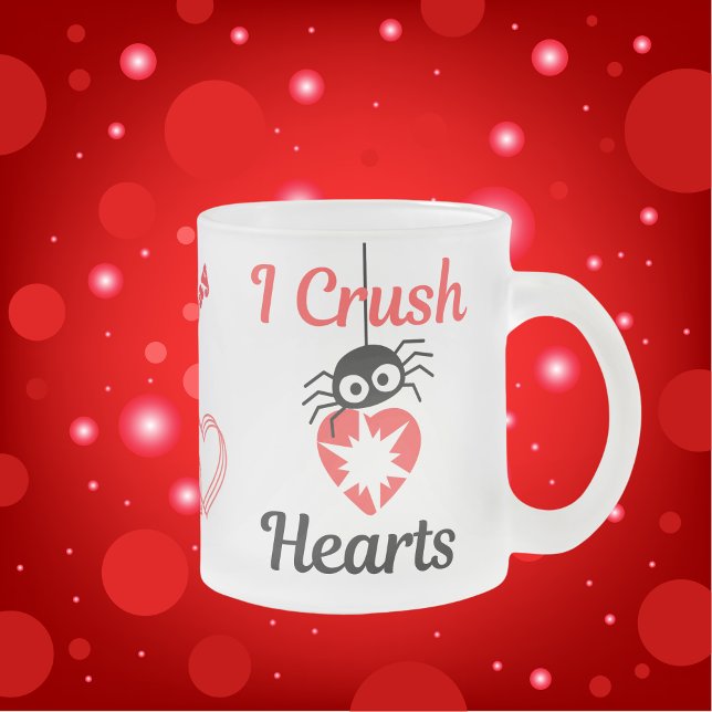 Taza De Cristal Esmerilado Valentine I Crush Hearts Araña linda | (Subido por el creador)