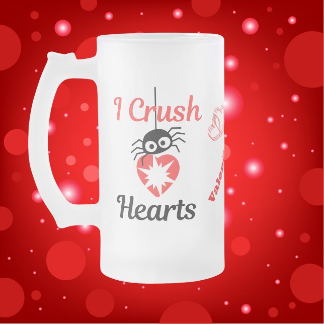 Taza De Cristal Esmerilado Valentine I Crush Hearts Araña linda | (Subido por el creador)