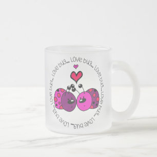 Taza De Cristal Esmerilado Valentine Love Bug