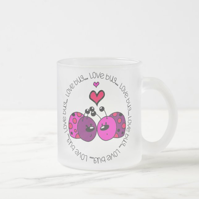 Taza De Cristal Esmerilado Valentine Love Bug (Derecha)