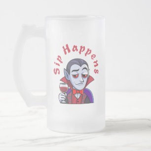 Taza De Cristal Esmerilado Vampiro con Clase – Un Sorbo Sucede