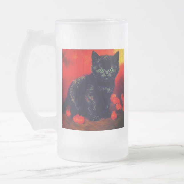 Taza De Cristal Esmerilado Van Gogh Black Kitten (Izquierda)