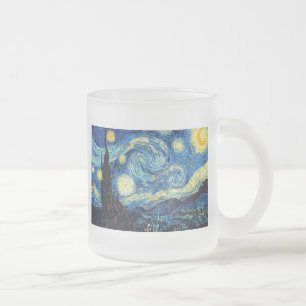 Taza De Cristal Esmerilado van gogh la noche estrellada 1889 Arte Vintage
