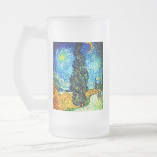 Taza De Cristal Esmerilado Van Gogh Road con Cypress y Star