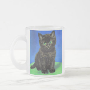 Taza De Cristal Esmerilado Van Gogh Style Black Kitten