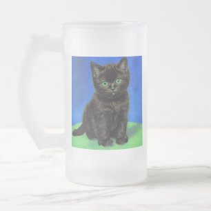 Taza De Cristal Esmerilado Van Gogh Style Black Kitten