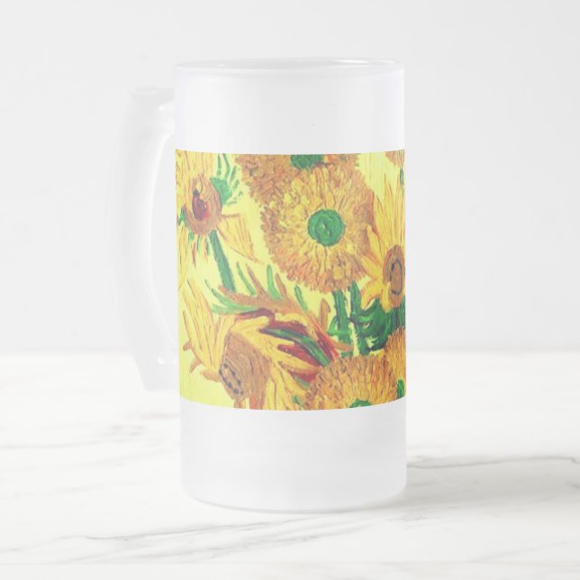 Taza De Cristal Esmerilado Van Gogh Sunflowers (Anverso izquierdo)