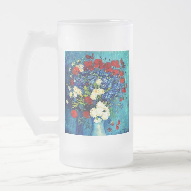 Taza De Cristal Esmerilado Van Gogh Vase con Cornflowers y Poppies (Izquierda)