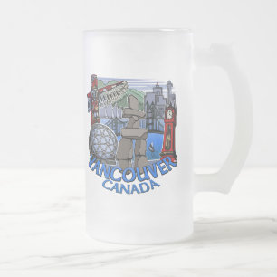 Taza De Cristal Esmerilado Vancouver Canada Beer Mugs & Inukshuk Glasses