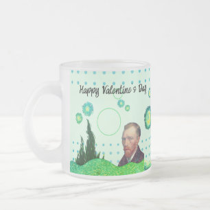 TAZA DE CRISTAL ESMERILADO VANGOGH OILPAINTING ARTWORK GREEN