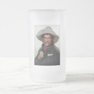 Taza De Cristal Esmerilado Vaqueros Rancheros Vaquero Español Viejo Oeste