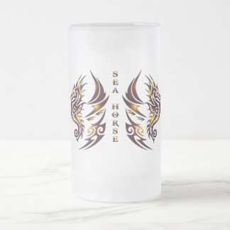Taza De Cristal Esmerilado Vaso de cerveza Caballo de Mar2