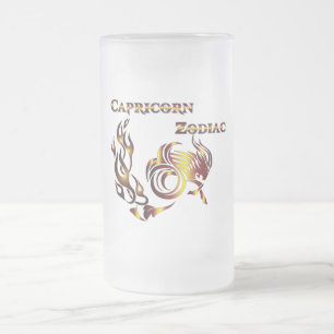 Taza De Cristal Esmerilado Vaso de cerveza Capricornio Zodiaco
