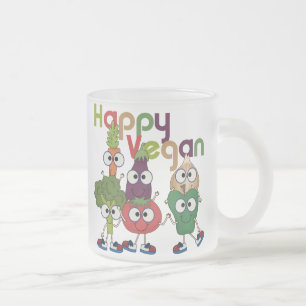 Taza De Cristal Esmerilado Vegano feliz