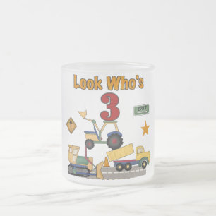 Taza De Cristal Esmerilado Vehículos de construcción camisetas de tercer cump