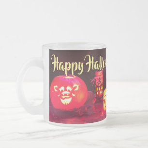 Taza De Cristal Esmerilado Velas Feliz Halloween
