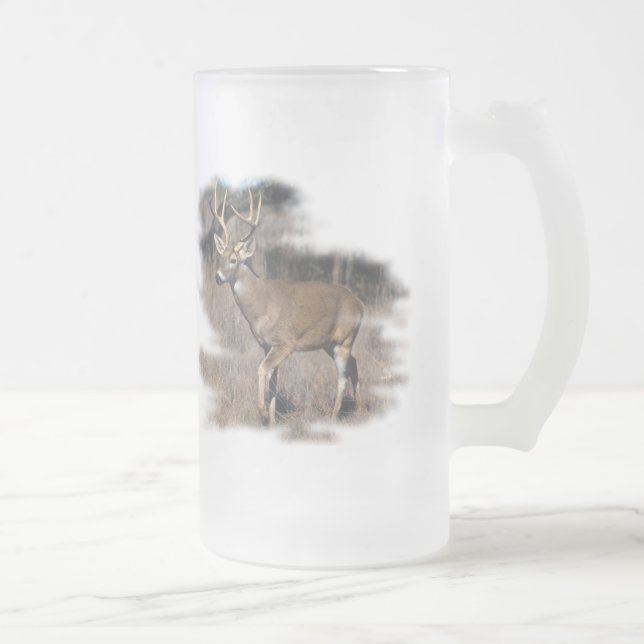 Taza De Cristal Esmerilado Venado de cola blanca en el campo (Derecha)