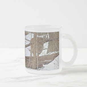 Taza De Cristal Esmerilado Venado Whitetail En Nieve