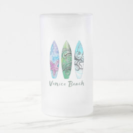 Taza De Cristal Esmerilado Venice Beach California Tablas de surf