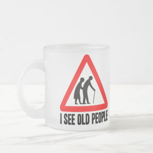 Taza De Cristal Esmerilado Veo a personas mayores