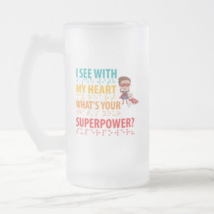 Taza De Cristal Esmerilado Veo Con Mi Chico Del Corazón - Ceguera Braille