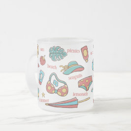 Taza De Cristal Esmerilado Verano Beach de dos tonos de café Mug