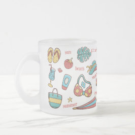 Taza De Cristal Esmerilado Verano Beach de dos tonos de café Mug
