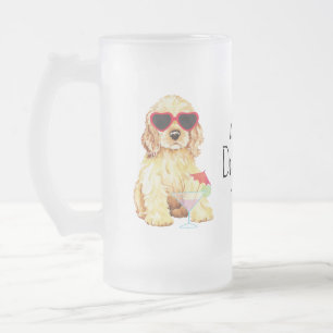 Taza De Cristal Esmerilado Verano cocker spaniel