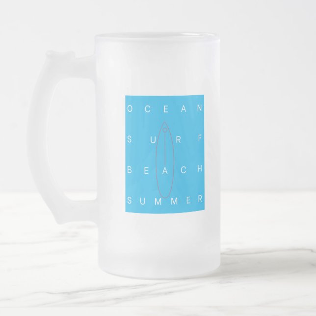 TAZA DE CRISTAL ESMERILADO VERANO DE PLAYA DE SURF OCEAN (Izquierda)