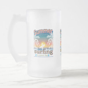 Taza De Cristal Esmerilado Verano - El Surf Es Lo Más Divertido