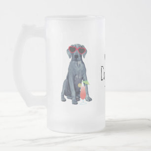 Taza De Cristal Esmerilado Verano Gran Danés Cerveza de vidrio escarcha