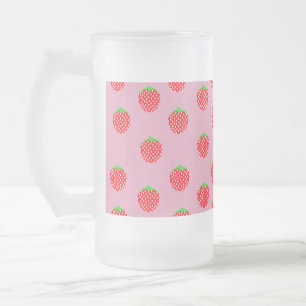 Taza De Cristal Esmerilado Verano Hermoso de Fresa