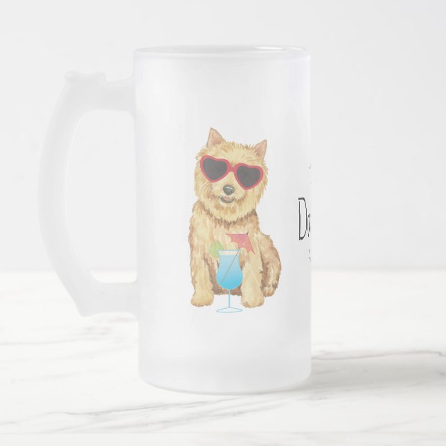 Taza De Cristal Esmerilado Verano Norwich Terrier Cerveza de vidrio escarcha (Izquierda)