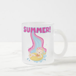 Taza De Cristal Esmerilado Verano rubio del chica
