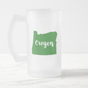 Taza De Cristal Esmerilado Verde Estatal de Oregón