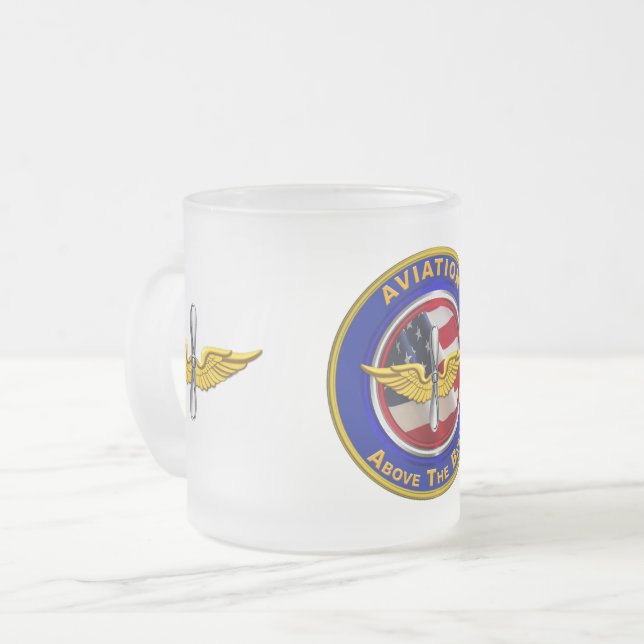 Taza De Cristal Esmerilado Veterano de Aviación del Ejército (Anverso izquierdo)