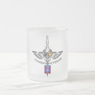 Taza De Cristal Esmerilado Veterano de Combate de la 82ª División Aerotranspo