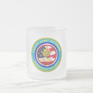Taza De Cristal Esmerilado Veterano de Inteligencia Militar Keepsake