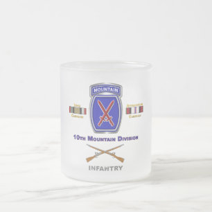 Taza De Cristal Esmerilado Veterano de la División de Montaña 10 Irak y Afgan