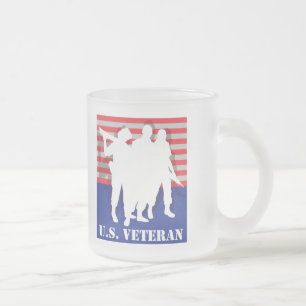 Taza De Cristal Esmerilado Veterano de los E.E.U.U.