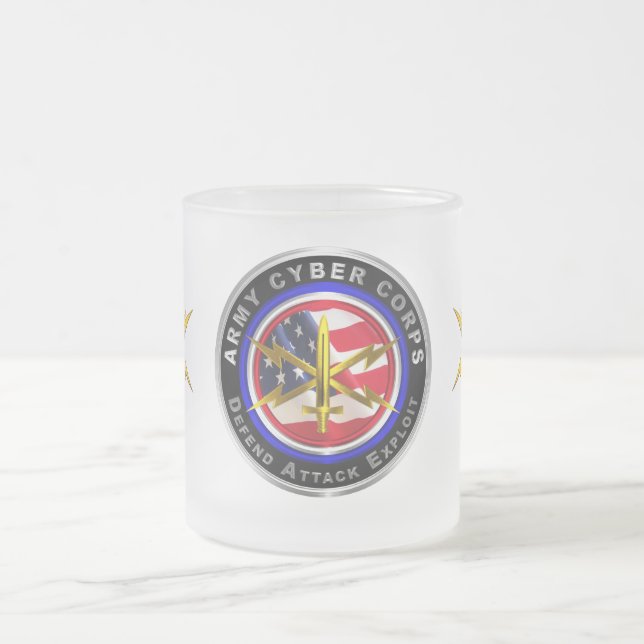 Taza De Cristal Esmerilado Veterano del Cuerpo Cibernético del Ejército (Centro)