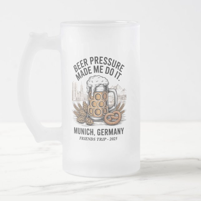 Taza De Cristal Esmerilado Viaje de amigos del personalizado Munich Oktoberfe (Izquierda)