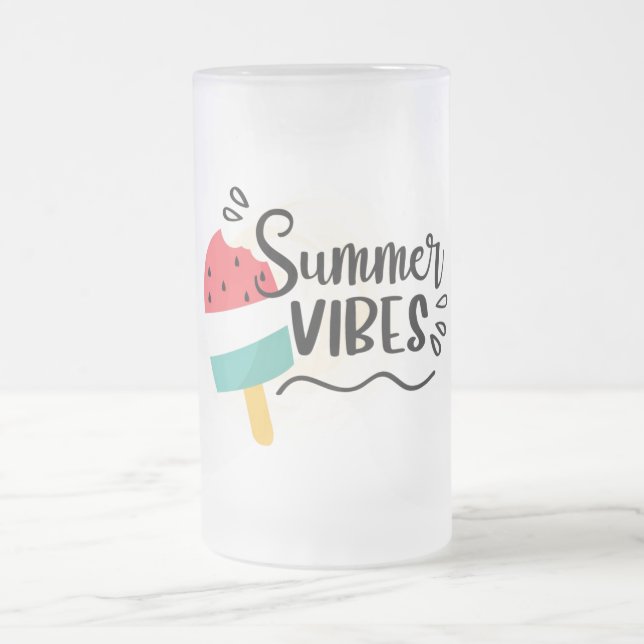Taza De Cristal Esmerilado Vibes de verano (Centro)