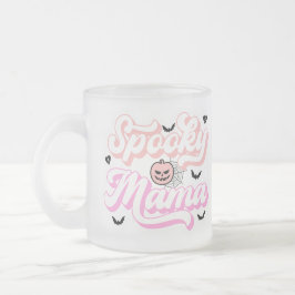 Taza De Cristal Esmerilado Vibes rosadas de Halloween para mamás que yacen