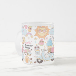 Taza De Cristal Esmerilado Vibraciones Veraniegas Pastel